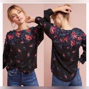 COPY - Maeve by Anthropologie black floral, top size small